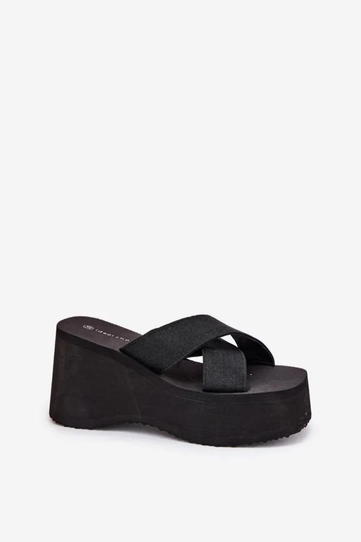 Boto Klapki Na Koturnie|Klapki Na Platformie*Klapki Damskie Na Koturnie I Platformie Czarne Sevolee Czarny