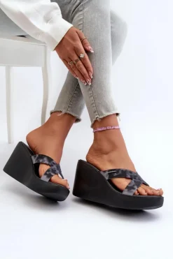 Clearance Ipanema Klapki Damskie Na Koturnie 83520 High Fashion Slide Fem Czarne