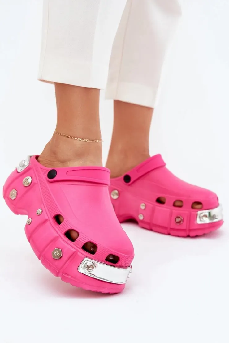 Boto Klapki Basenowe|Klapki Na Platformie*Klapki Damskie Na Masywnej Platformie Fuksja Korina