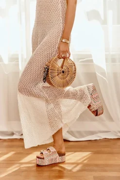 Damskie Boto Klapki Damskie Na Masywnej Platformie Z Plecionką I Klamrami Multikolor Eradriana