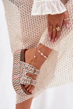 Damskie Boto Klapki Damskie Na Masywnej Platformie Z Plecionką I Klamrami Multikolor Eradriana