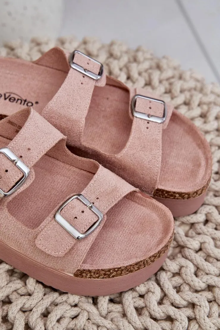 Damskie Boto Klapki Damskie Na Masywnej Platformie Z Klamrami Różowe Aramia