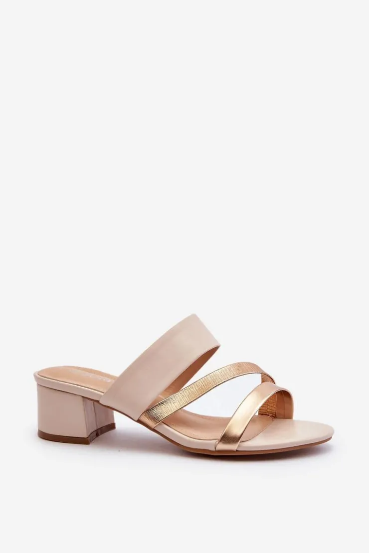 Clearance Boto Klapki Damskie Na Niskim Obcasie Beżowe Rosila