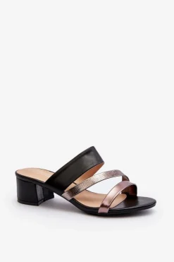 Damskie Boto Klapki Damskie Na Niskim Obcasie Czarne Rosila