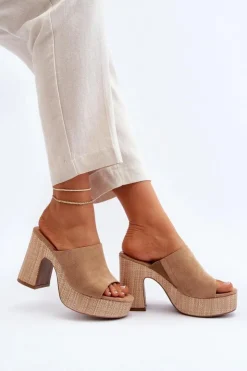 Boto Klapki Na Obcasie|Klapki Damskie Klasyczne*Klapki Damskie Na Obcasie Słupku Brązowe Siobhan