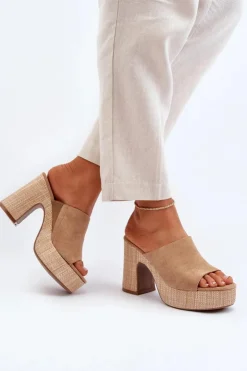 Boto Klapki Na Obcasie|Klapki Damskie Klasyczne*Klapki Damskie Na Obcasie Słupku Brązowe Siobhan