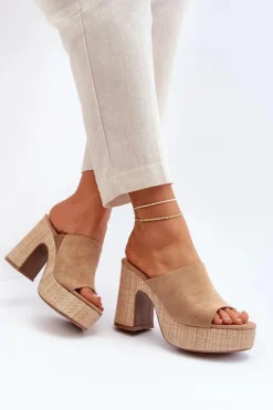 Boto Klapki Na Obcasie|Klapki Damskie Klasyczne*Klapki Damskie Na Obcasie Słupku Brązowe Siobhan