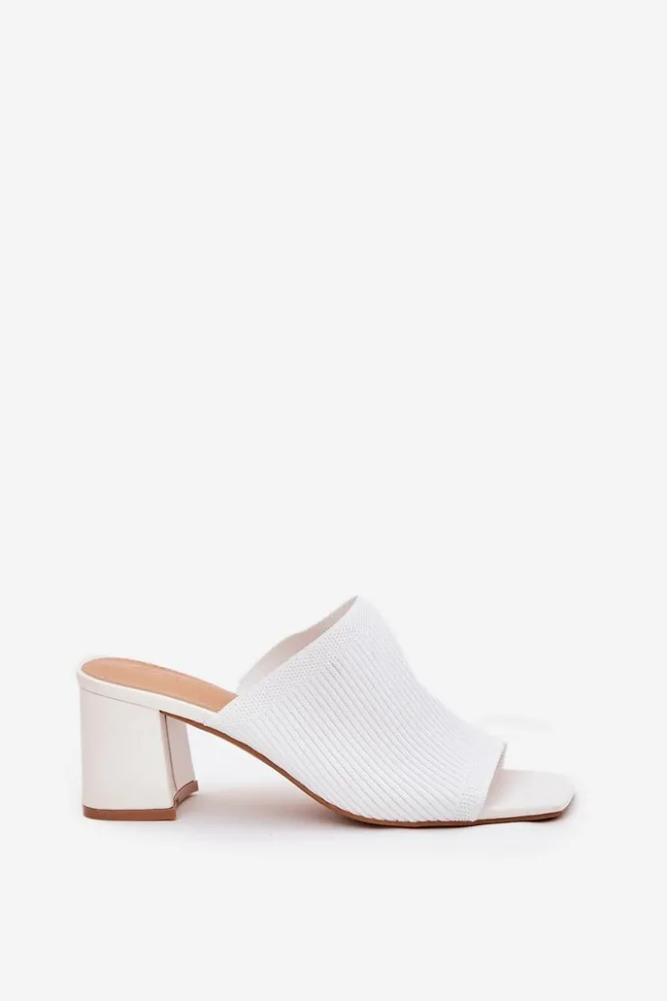 Damskie Boto Klapki Damskie Na Obcasie Typu Słupek Białe Wenilan