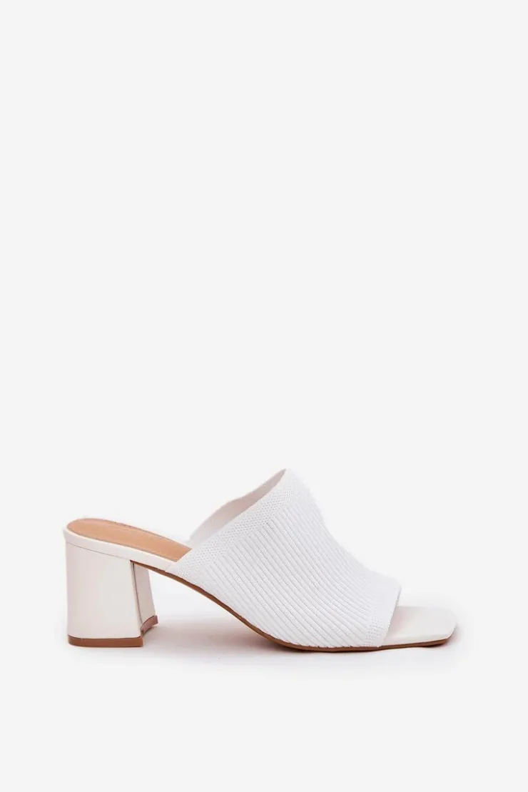 Damskie Boto Klapki Damskie Na Obcasie Typu Słupek Białe Wenilan