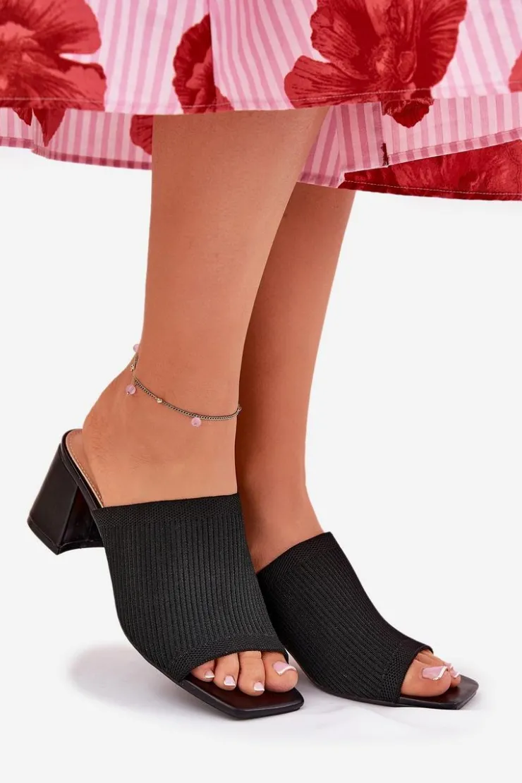 Damskie Boto Klapki Damskie Na Obcasie Typu Słupek Czarne Wenilan