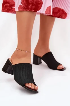 Damskie Boto Klapki Damskie Na Obcasie Typu Słupek Czarne Wenilan