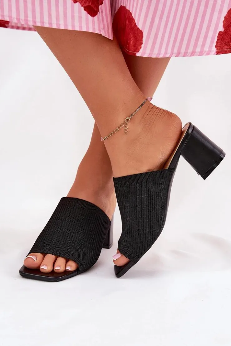 Damskie Boto Klapki Damskie Na Obcasie Typu Słupek Czarne Wenilan