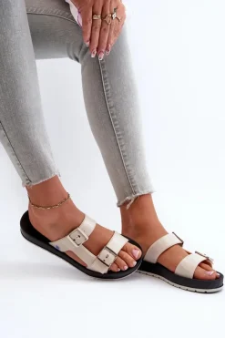 Damskie ZAXY Klapki Damskie Na Płaskiej Podeszwie LL285072 Jasnobeżowe