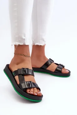 Discount ZAXY Klapki Damskie Na Płaskiej Podeszwie LL285073 Czarne Czarny