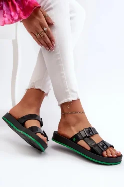 Discount ZAXY Klapki Damskie Na Płaskiej Podeszwie LL285073 Czarne Czarny