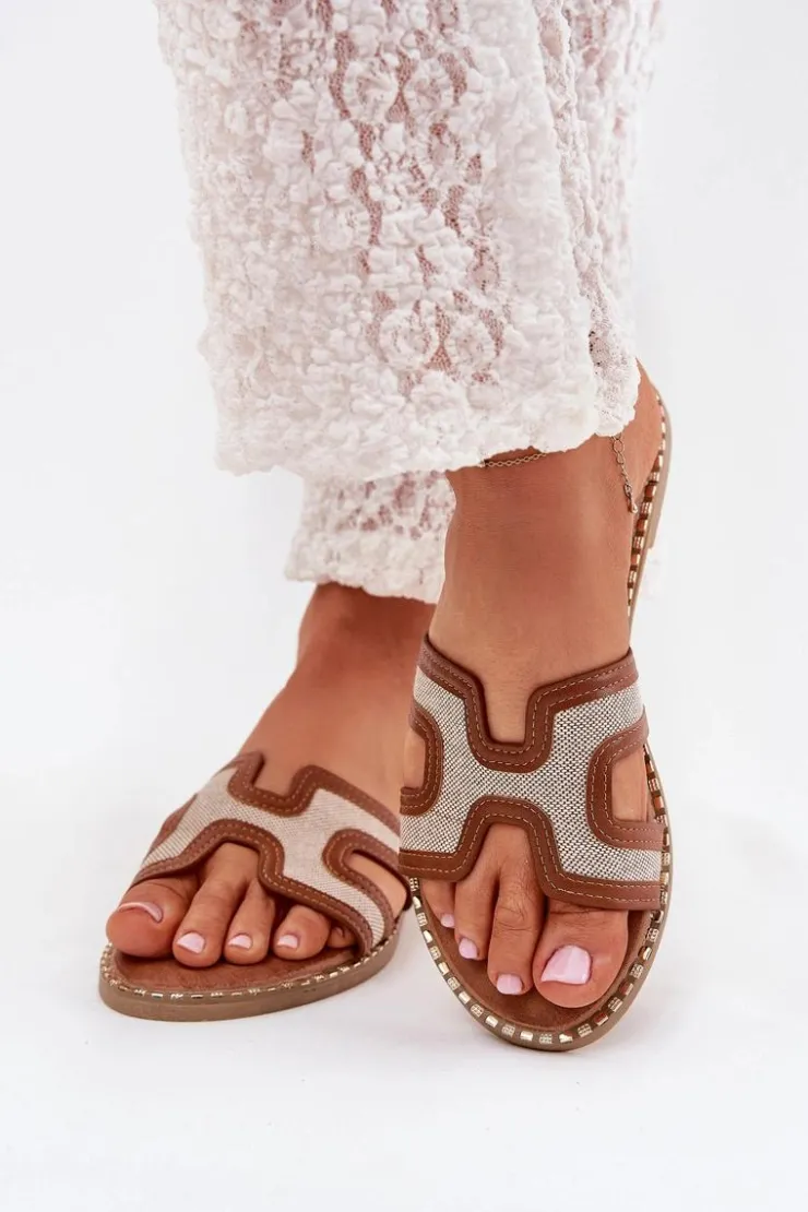 Damskie Boto Klapki Damskie Na Płaskim Obcasie Brązowe Vereya