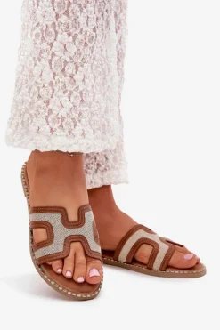 Damskie Boto Klapki Damskie Na Płaskim Obcasie Brązowe Vereya