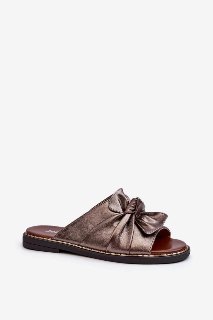 Discount Boto Klapki Damskie Na Płaskim Obcasie Miedziane Nelvira Złoty