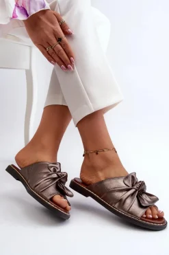 Discount Boto Klapki Damskie Na Płaskim Obcasie Miedziane Nelvira Złoty