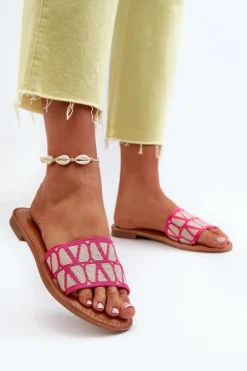 Boto Klapki Damskie Klasyczne*Klapki Damskie Na Płaskim Obcasie Fuksja Traivea Różowy