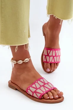 Boto Klapki Damskie Klasyczne*Klapki Damskie Na Płaskim Obcasie Fuksja Traivea Różowy