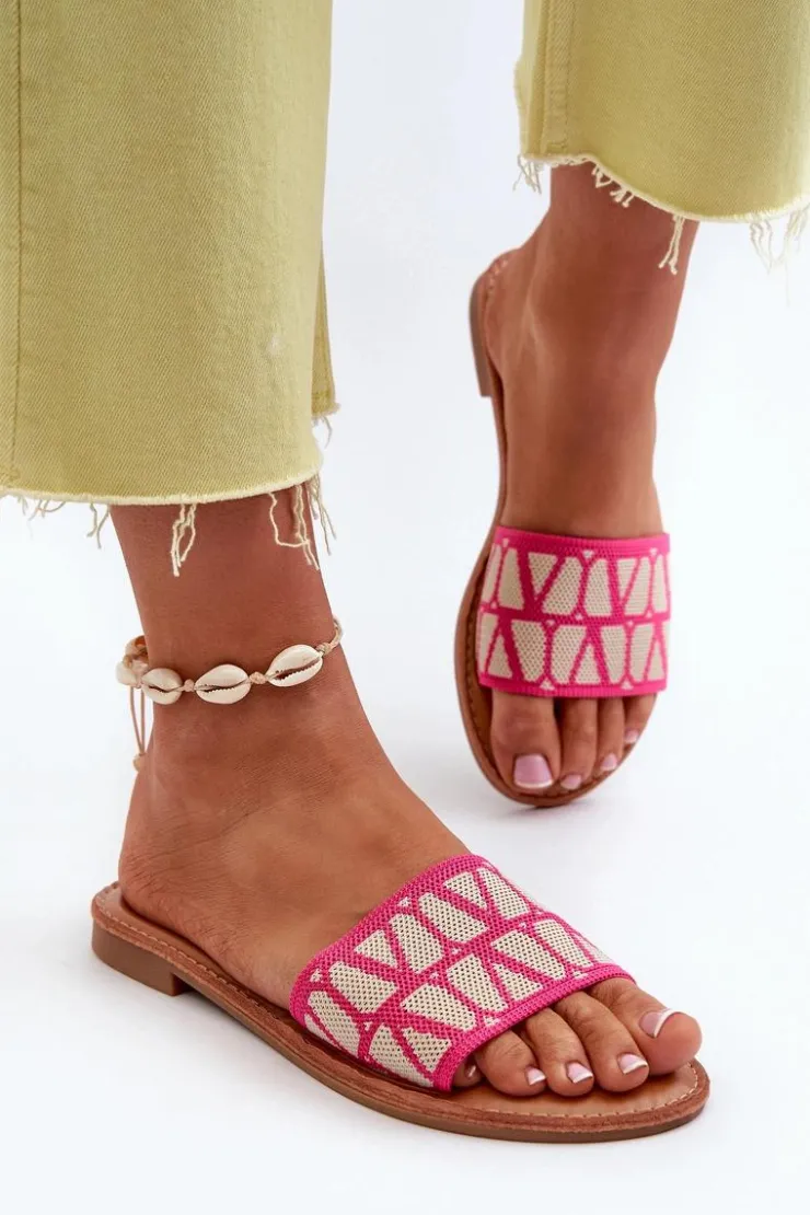 Boto Klapki Damskie Klasyczne*Klapki Damskie Na Płaskim Obcasie Fuksja Traivea Różowy