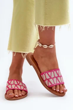 Boto Klapki Damskie Klasyczne*Klapki Damskie Na Płaskim Obcasie Fuksja Traivea Różowy