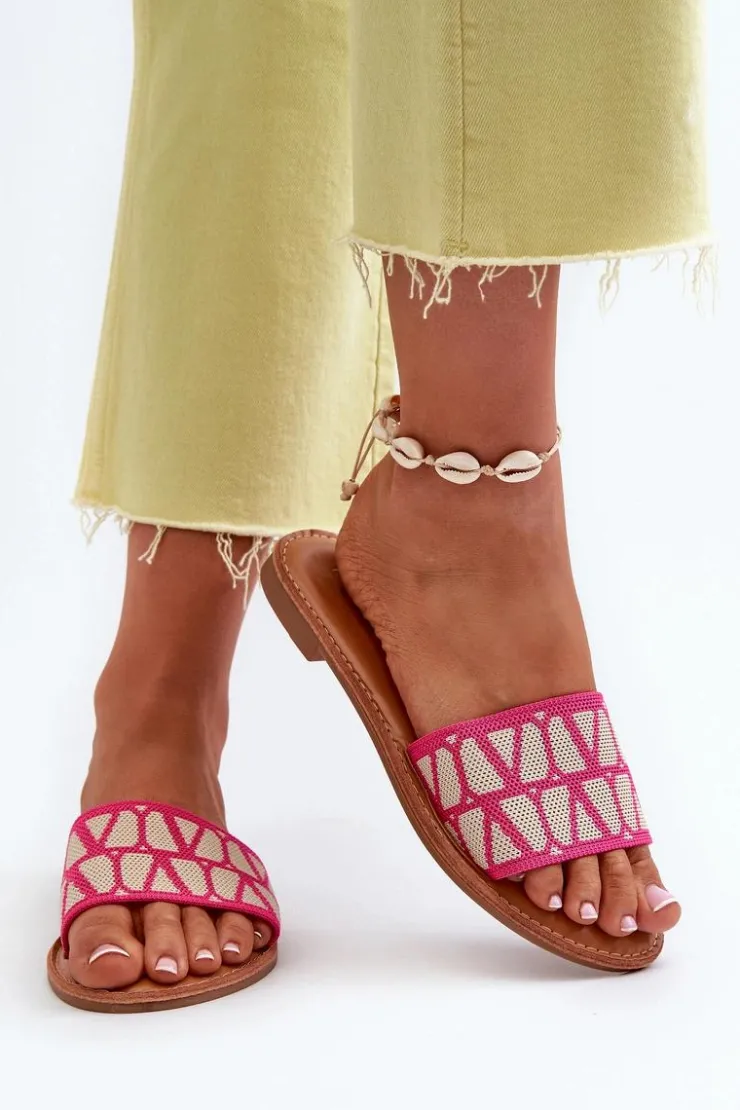 Boto Klapki Damskie Klasyczne*Klapki Damskie Na Płaskim Obcasie Fuksja Traivea Różowy