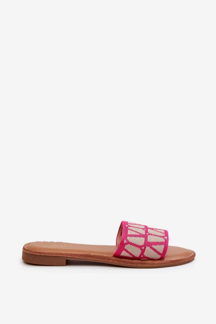 Boto Klapki Damskie Klasyczne*Klapki Damskie Na Płaskim Obcasie Fuksja Traivea Różowy