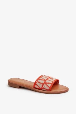 Damskie Boto Klapki Damskie Na Płaskim Obcasie Pomarańczowe Traivea