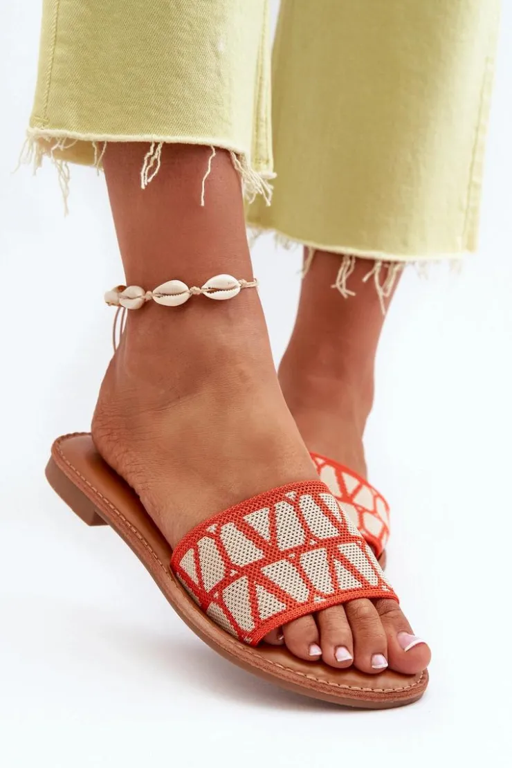 Damskie Boto Klapki Damskie Na Płaskim Obcasie Pomarańczowe Traivea