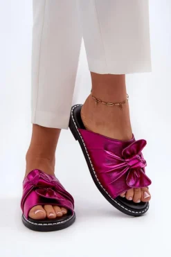Boto Klapki Damskie Klasyczne*Klapki Damskie Na Płaskim Obcasie Fuksja Nelvira Różowy