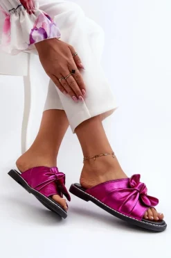 Boto Klapki Damskie Klasyczne*Klapki Damskie Na Płaskim Obcasie Fuksja Nelvira Różowy