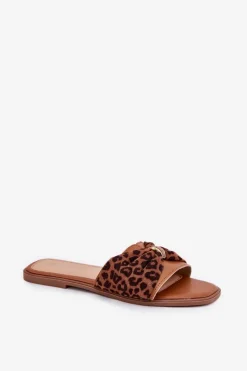 Boto Klapki Damskie Klasyczne*Klapki Damskie Na Płaskim Obcasie Z Kokardą Camel Avenza