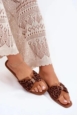 Boto Klapki Damskie Klasyczne*Klapki Damskie Na Płaskim Obcasie Z Kokardą Camel Avenza