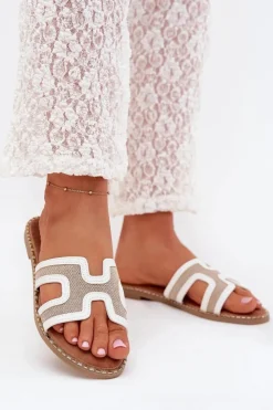 Sale Boto Klapki Damskie Na Płaskim Obcasie Białe Vereya Biały