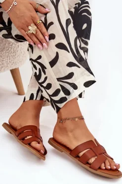 Damskie Boto Klapki Damskie Na Płaskim Obcasie Camel Mirona