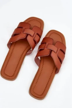 Damskie Boto Klapki Damskie Na Płaskim Obcasie Camel Mirona