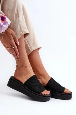 Buty Sergio Leone Klapki Na Platformie|Klapki Damskie Klasyczne*Klapki Damskie Na Platformie Sergio Leone SK083H Czarne