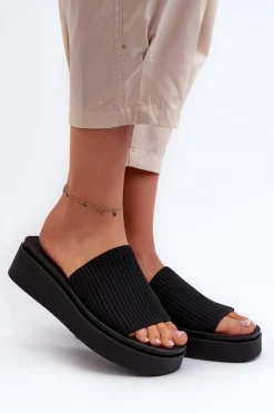 Buty Sergio Leone Klapki Na Platformie|Klapki Damskie Klasyczne*Klapki Damskie Na Platformie Sergio Leone SK083H Czarne