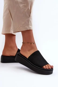 Buty Sergio Leone Klapki Na Platformie|Klapki Damskie Klasyczne*Klapki Damskie Na Platformie Sergio Leone SK083H Czarne