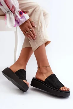 Buty Sergio Leone Klapki Na Platformie|Klapki Damskie Klasyczne*Klapki Damskie Na Platformie Sergio Leone SK083H Czarne