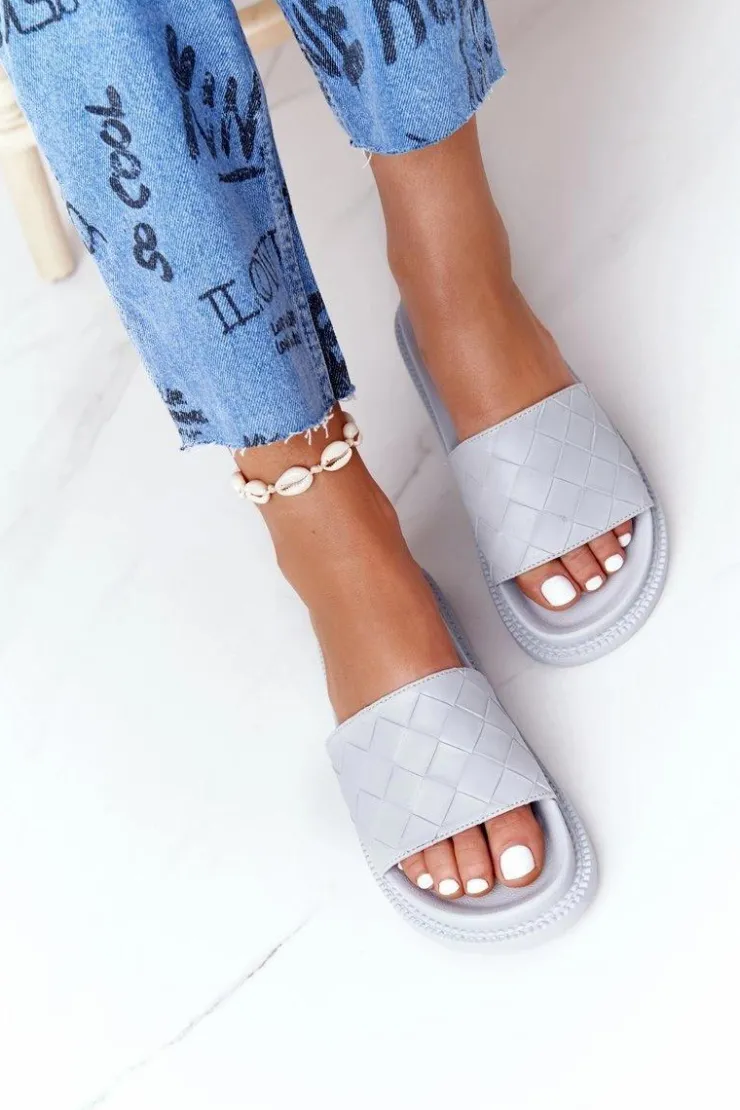 Big Star Shoes Klapki Damskie Big Star|Klapki Na Platformie*Klapki Damskie Na Platformie Big Star HH274688 Szare