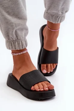 Boto Klapki Na Koturnie|Klapki Na Platformie*Klapki Damskie Na Platformie I Koturnie Czarne Vimarils