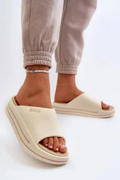 Clearance Big Star Shoes Klapki Damskie Na Platformie Big Star NN274A034 Beżowe Beżowy
