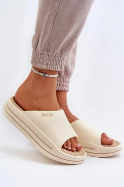 Clearance Big Star Shoes Klapki Damskie Na Platformie Big Star NN274A034 Beżowe Beżowy