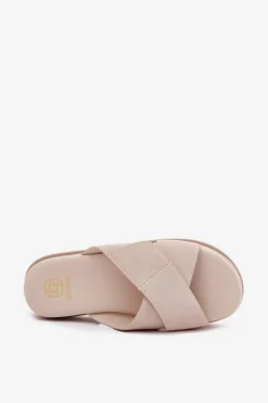 Damskie Boto Klapki Damskie Na Platformie Z Przeplatającymi Się Paskami Beżowe Rinasara