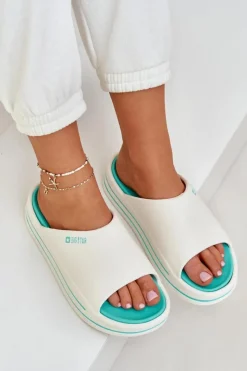 Damskie Big Star Shoes Klapki Damskie Na Platformie Big Star NN274A038 Biało-Miętowe