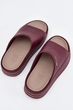 Hot Big Star Shoes Klapki Damskie Na Platformie Big Star SS274425 Bordowe Czerwony
