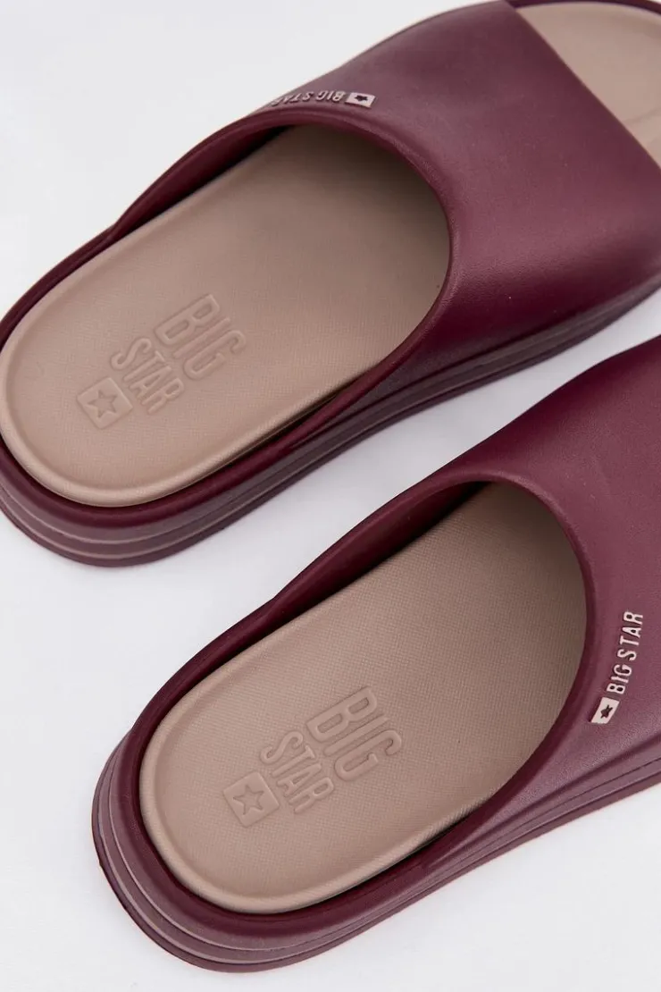 Hot Big Star Shoes Klapki Damskie Na Platformie Big Star SS274425 Bordowe Czerwony